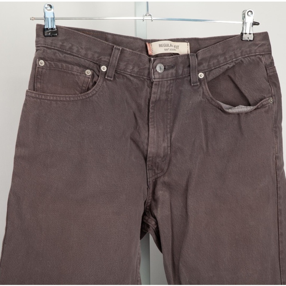 Levi's 505 Regular Fit Jeans Mens 34x32 Actual 32x31 Gray Denim Straight Leg - Picture 2 of 12